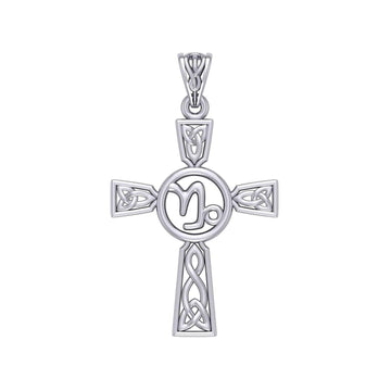 Celtic Cross Capricorn Astrology Zodiac Sign Silver Pendant TPD5945 - Jewelry